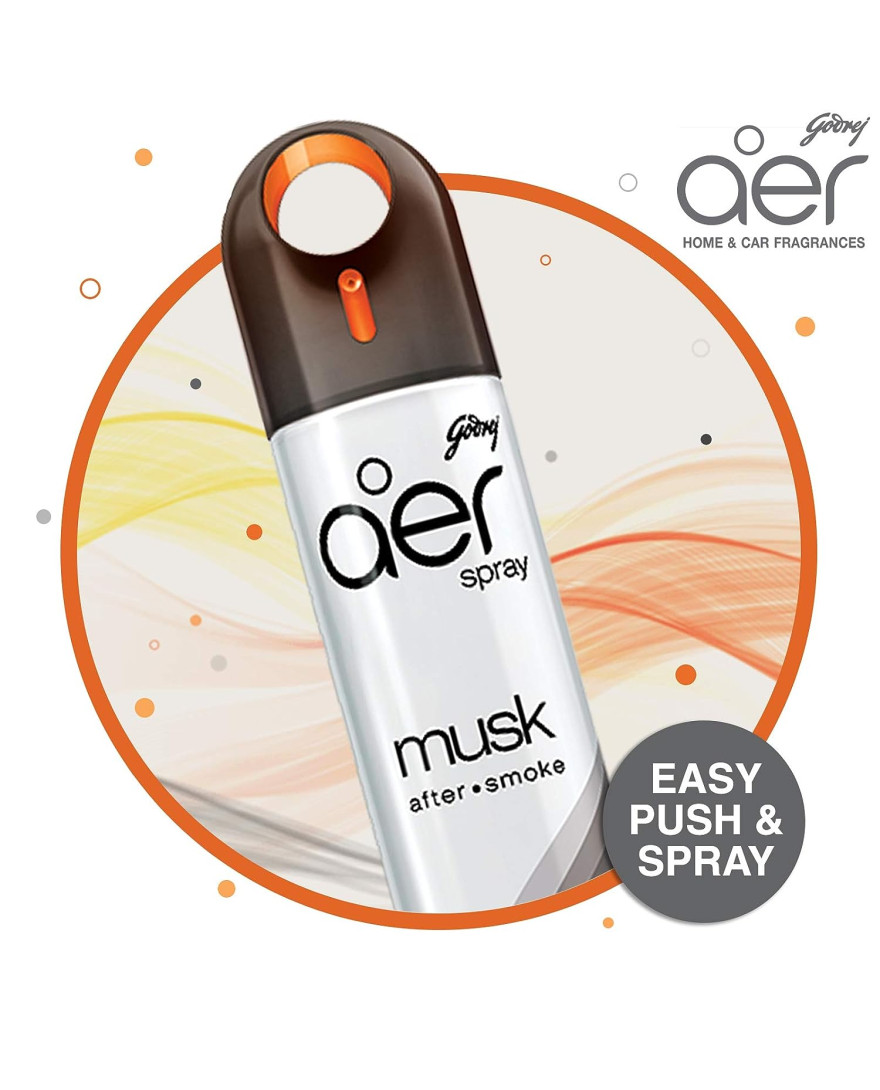 Godrej aer Spray | Room Freshener for Home And Office | MUSK AFTER SMOKE | 220 ml | Long Lasting Fragrance