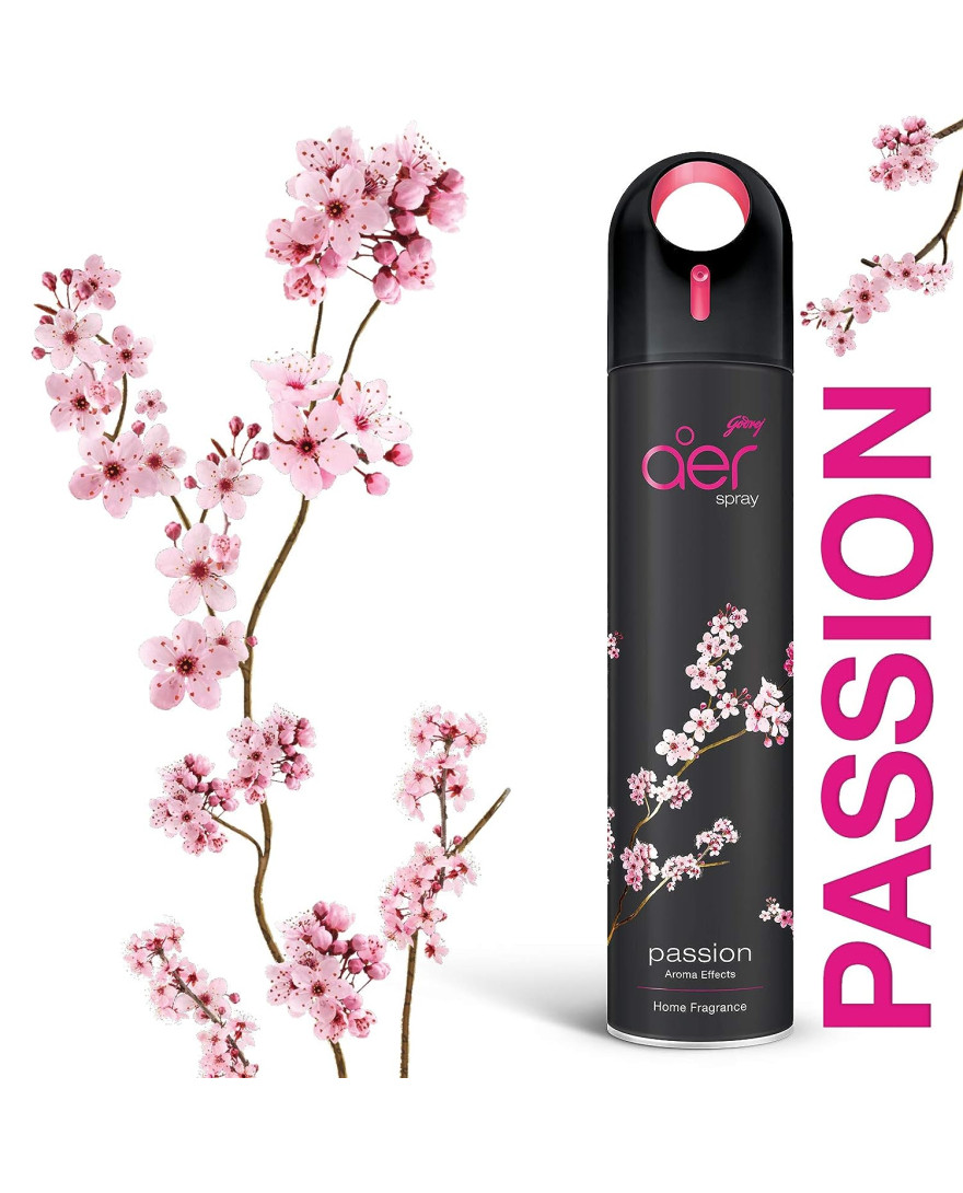 Godrej aer Spray | Room Freshener for Home And Office |  Passion | 220 ml | Long Lasting Fragrance