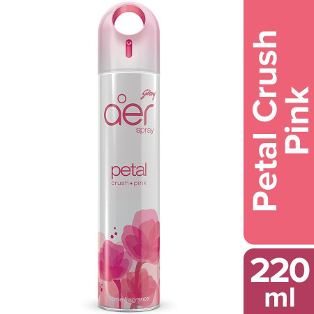 Godrej aer Spray | Room Freshener for Home And Office | PETAL CRUSH PINK | 220 ml | Long Lasting Fragrance