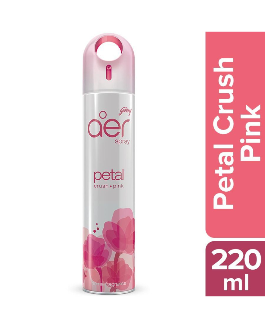 Godrej aer Spray | Room Freshener for Home And Office | PETAL CRUSH PINK | 220 ml | Long Lasting Fragrance