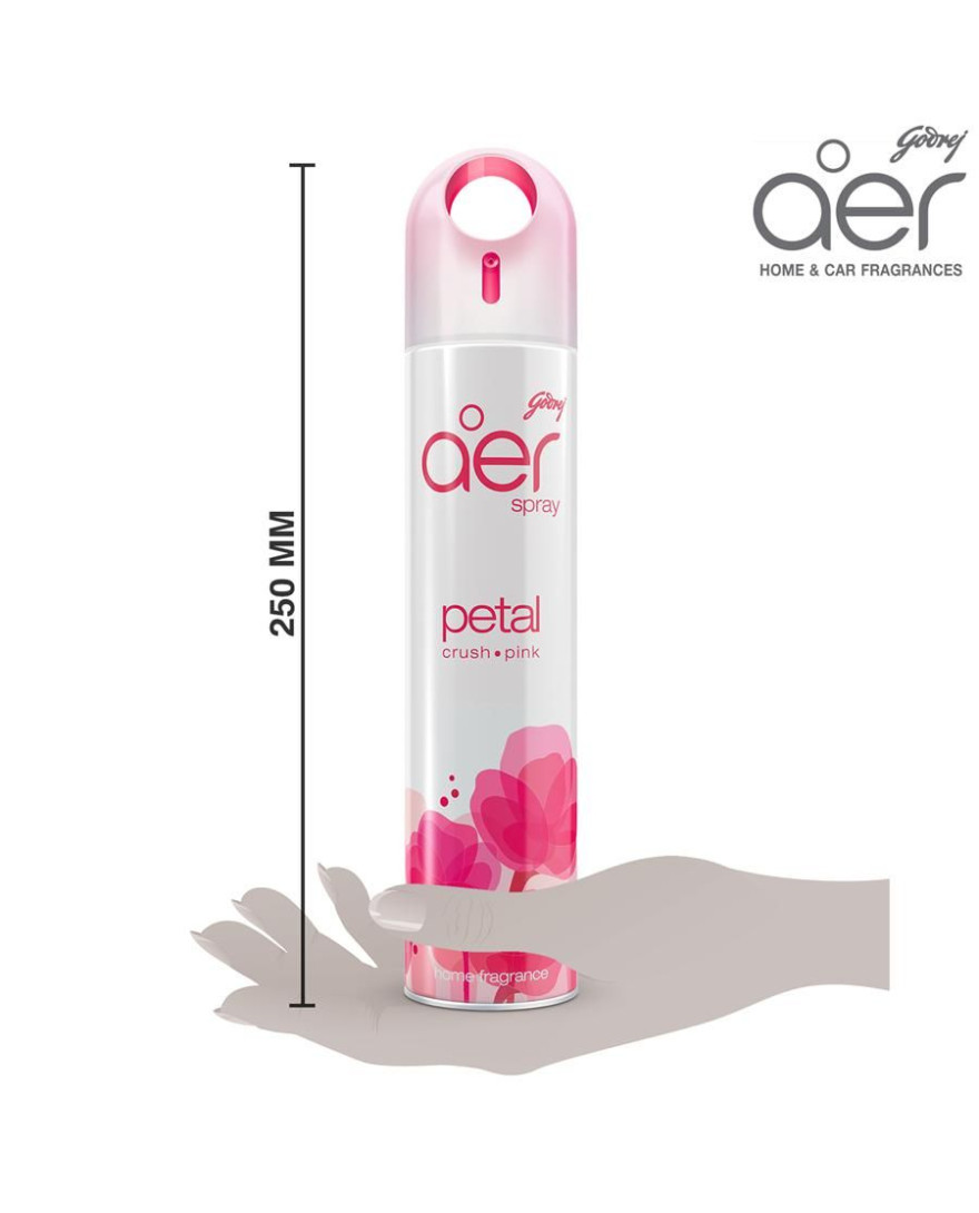 Godrej aer Spray | Room Freshener for Home And Office | PETAL CRUSH PINK | 220 ml | Long Lasting Fragrance