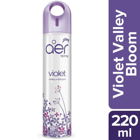 Godrej aer Spray | Room Freshener for Home And Office |  VIOLET VALLEY BLOOM | 220 ml | Long Lasting Fragrance