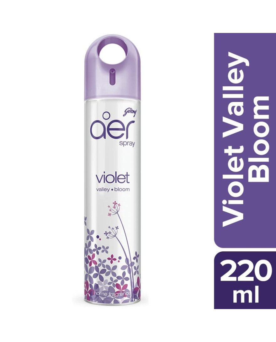 Godrej aer Spray | Room Freshener for Home & Office - VIOLET VALLEY BLOOM (220 ml) | Long-Lasting Fragrance