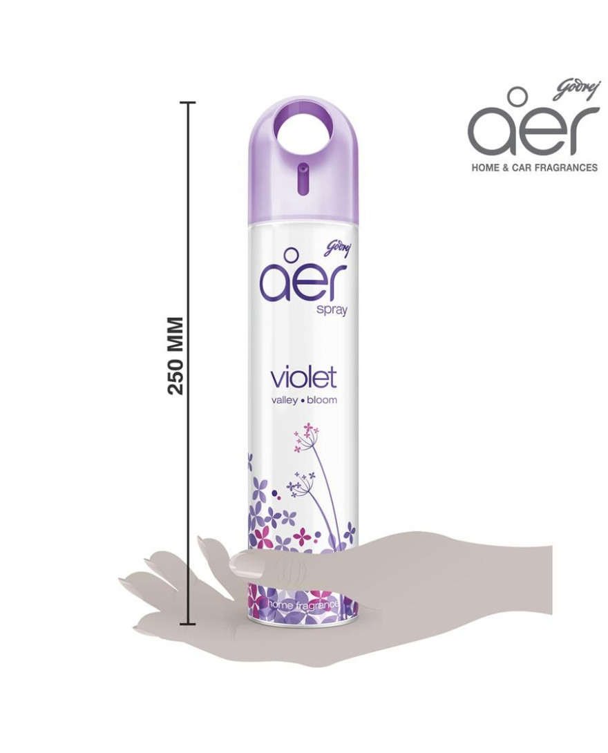 Godrej aer Spray | Room Freshener for Home And Office |  VIOLET VALLEY BLOOM | 220 ml | Long Lasting Fragrance