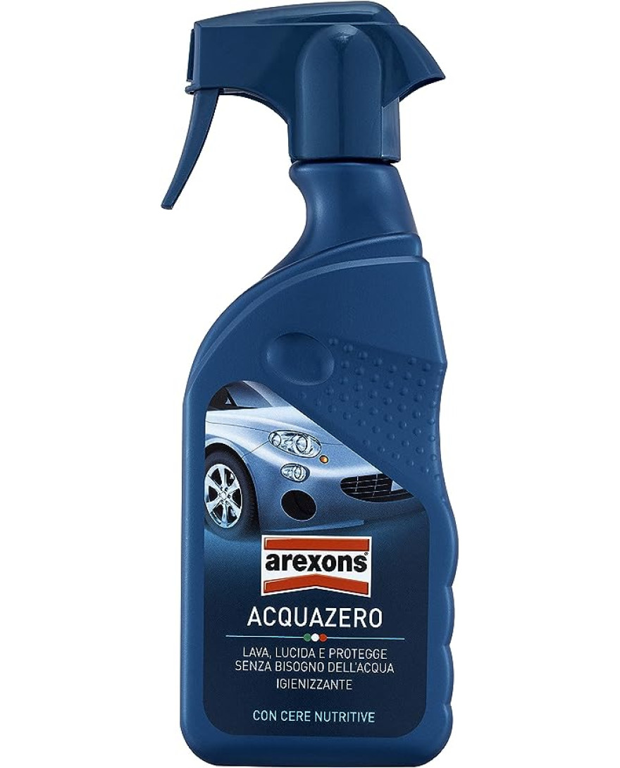 Arexons Acquazero Waterless Wash, Polish, and Protect for Cars And Motorcycles, 400ML | Suitable for Bodywork, Tyres, and Plastic Parts | Captures and Removes Dust, Bird Droppings, Insects, and Dirt