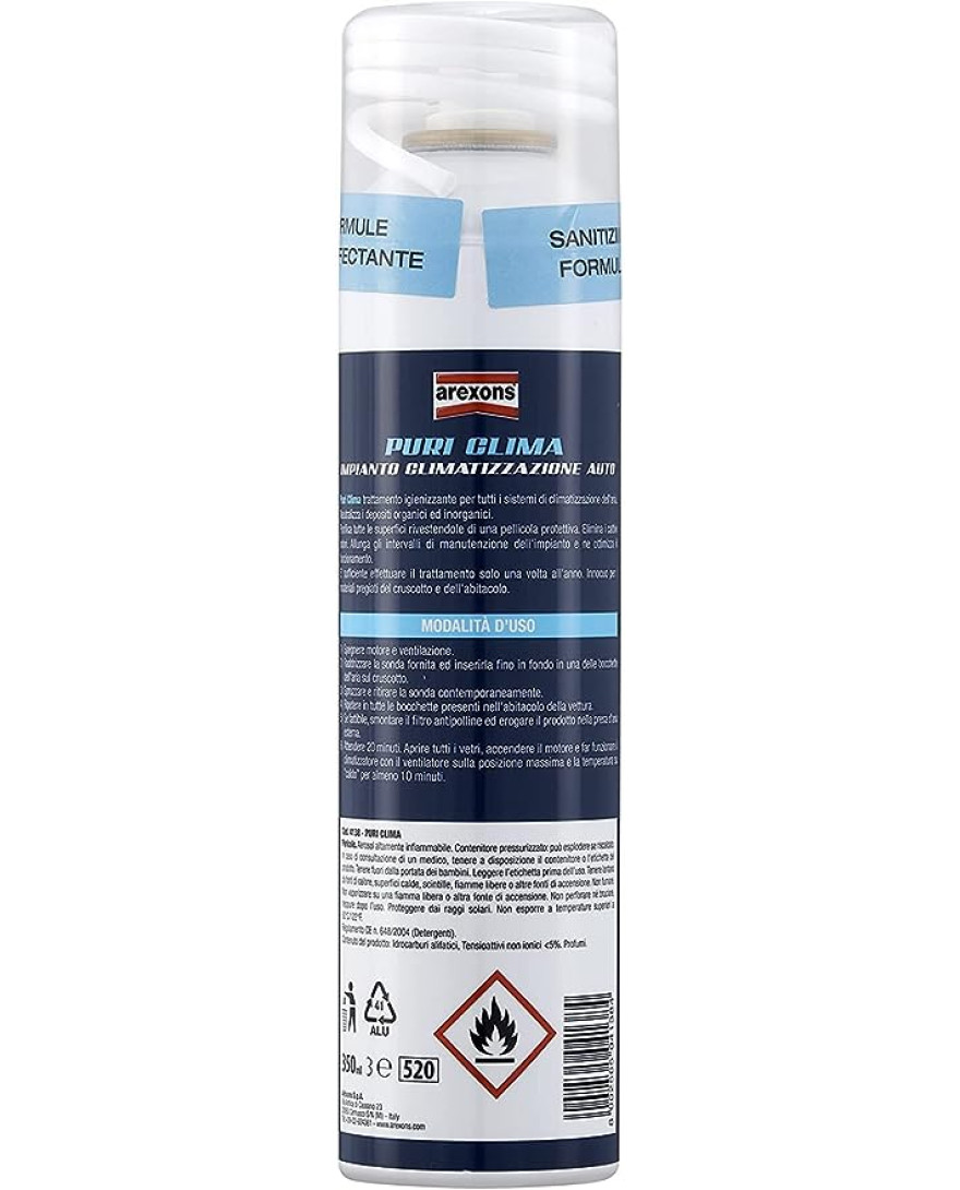 Arexons PuriClima 350ml For Air Conditioning Ventilation, For Car Interior Cleaning, Packaging Size: Greater Than 100L