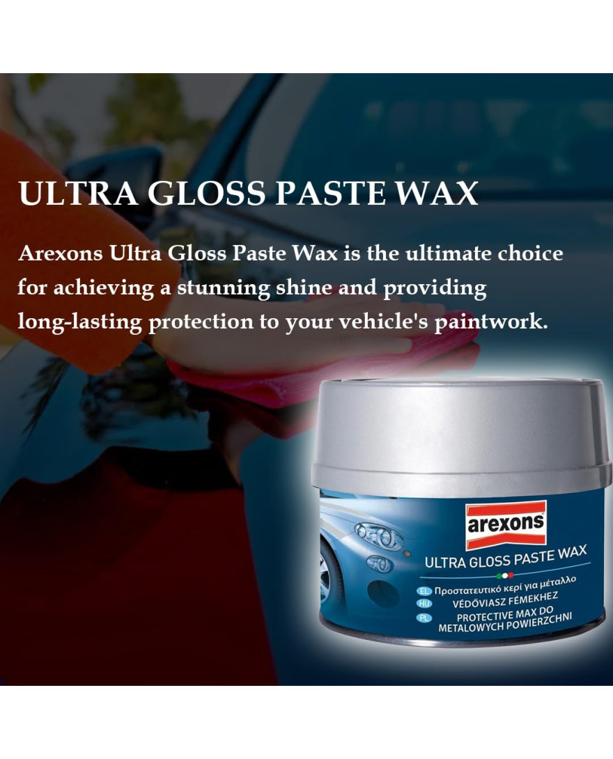 Arexons Ultra Gloss Paste Car Wax 250 ML | Polish and Protect Paintwork | Weathering and UV Protection | Gentle on Metallic Paint | Long Lasting Performance