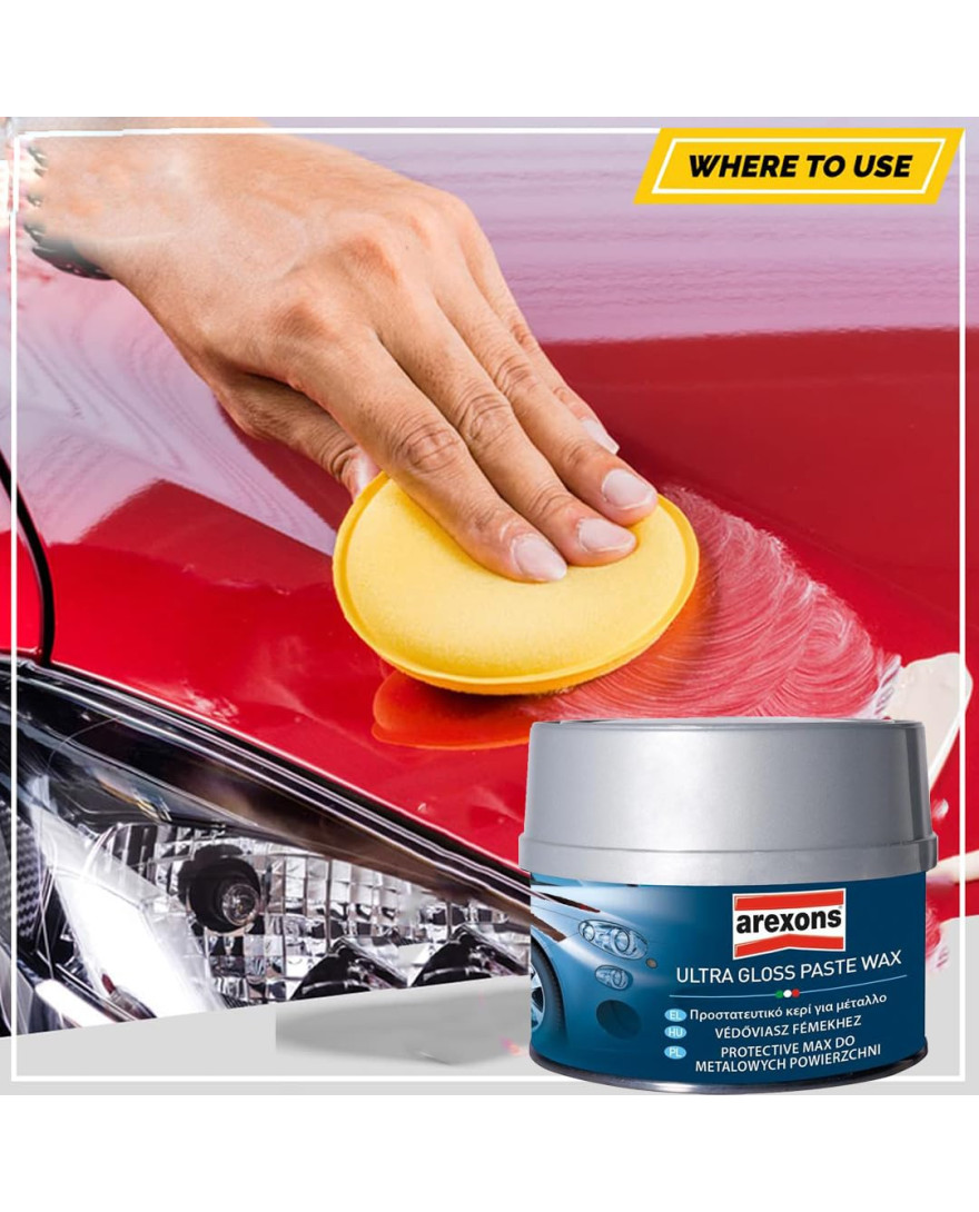 Arexons Ultra Gloss Paste Car Wax 250 ML | Polish and Protect Paintwork | Weathering and UV Protection | Gentle on Metallic Paint | Long Lasting Performance