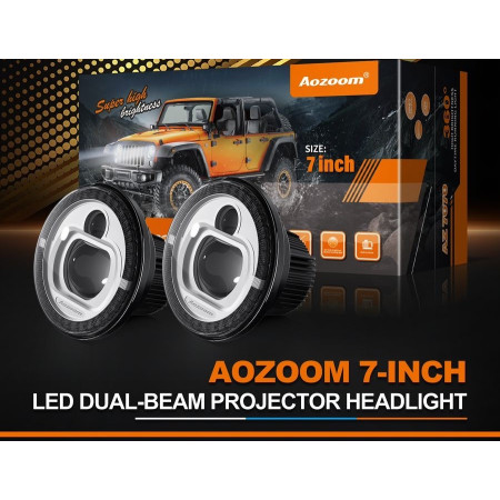 Aozoom 7 Inch LED Dual Beam Projector Headlight  | AZ 7070 | Plug N Play Socket | Suitable for Almost Cars with 3 inch Bumper Portion Aozoom 7 Inch LED Dual Beam Projector Headlight  | AZ 7070 | Plug N Play Socket | Suitable for Almost Cars with 3 inch Bumper Portion