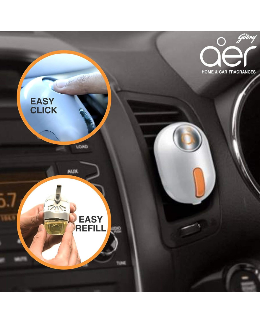 Godrej aer click, Car Vent Air Freshener Kit - Bright Tangy Delilght (10g) - Gel