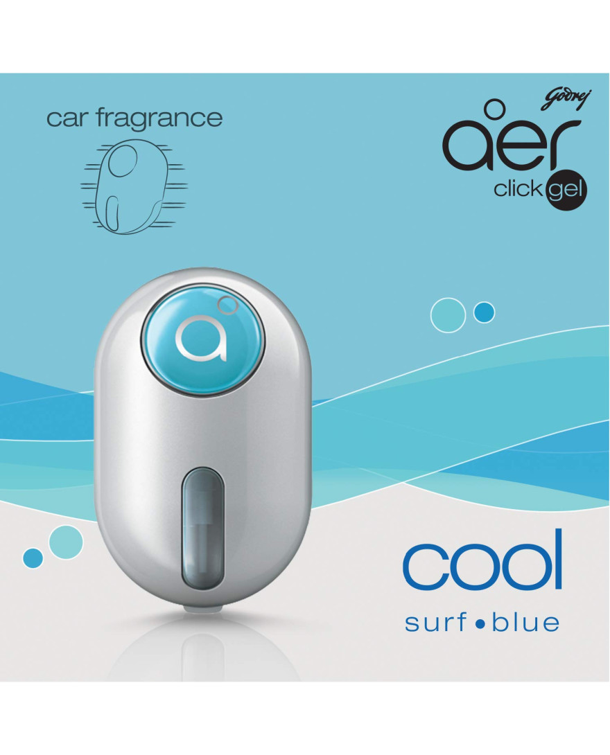 Godrej aer click | Car Vent Air Freshener Kit | Long Lasting | Spill proof | Cool Surf Blue | 10g