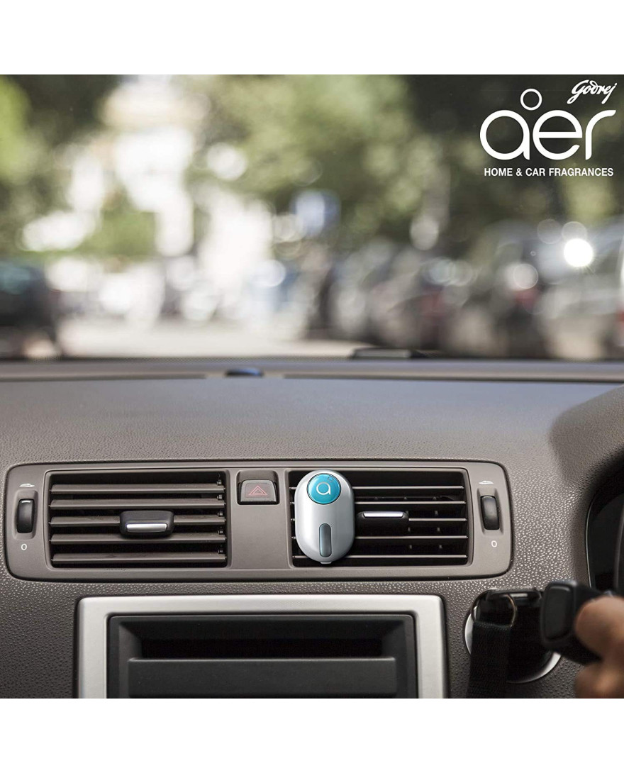 Godrej aer click | Car Vent Air Freshener Kit | Long Lasting | Spill proof | Cool Surf Blue | 10g