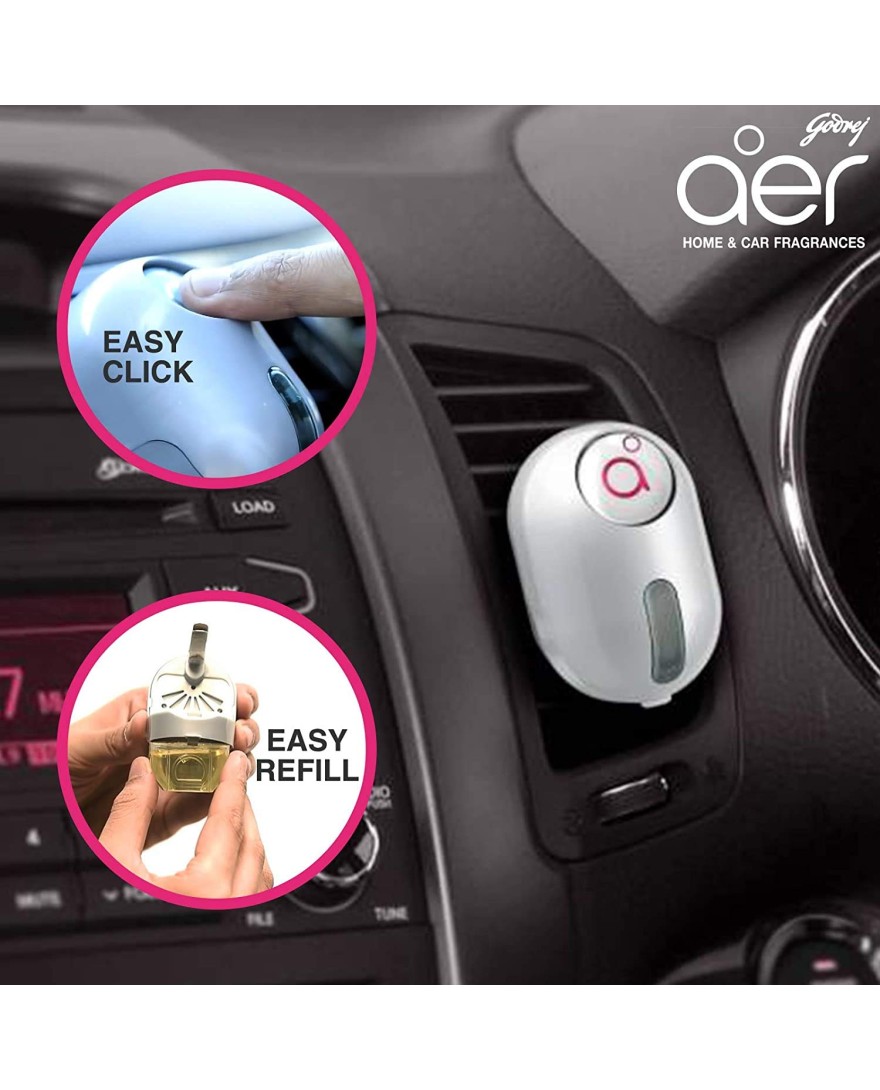 Godrej aer click | Car Vent Air Freshener Kit - Long-Lasting | Spill-proof | Petal Crush Pink Cocktail (10g)