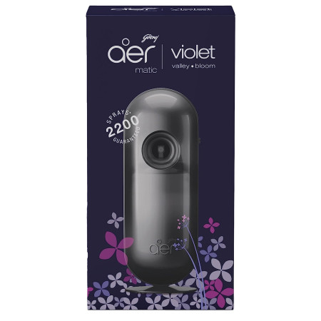 Godrej aer Matic Kit | Machine + 1 Refill | Automatic Room Fresheners with Flexi Control Spray | Violet Valley Bloom | 2200 Sprays Guaranteed | Lasts up to 60 days |225ml