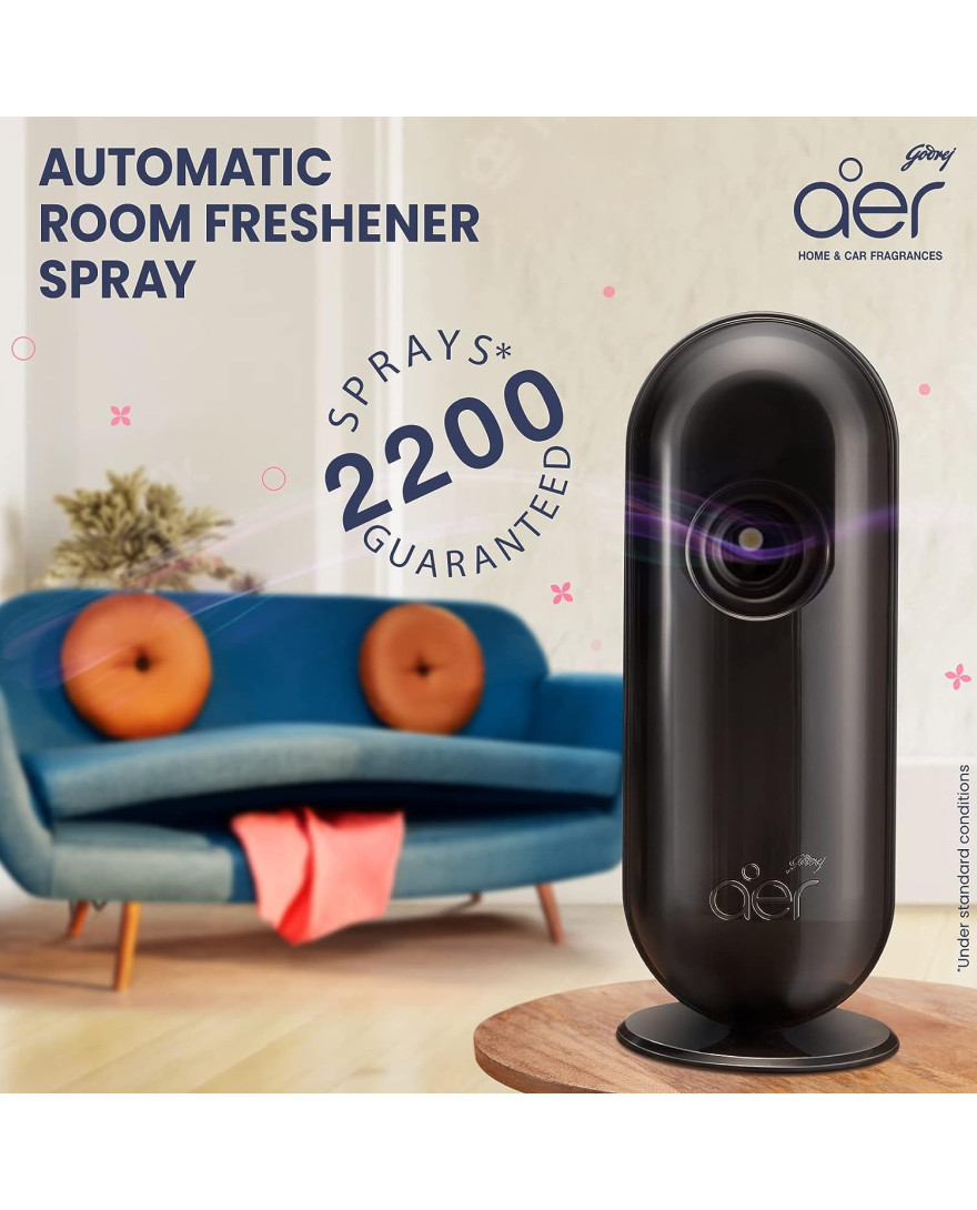 Godrej aer Matic Kit (Machine + 1 Refill) - Automatic Room Fresheners with Flexi Control Spray | Violet Valley Bloom | 2200 Sprays Guaranteed | Lasts up to 60 days (225ml)