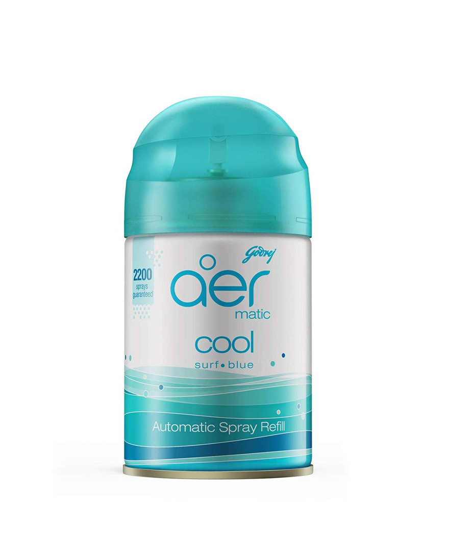 Godrej aer Matic Refill | Automatic Room Fresheners | Cool Surf Blue | 2200 Sprays Guaranteed | Lasts up to 60 days | 225ml