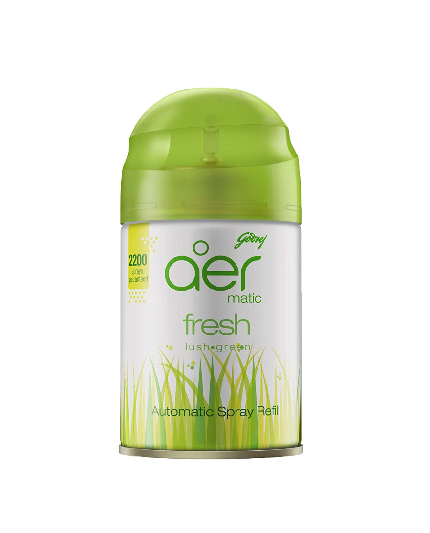 Godrej aer Matic Refill | Automatic Room Fresheners | FRESH LUSH GREEN | 2200 Sprays Guaranteed | Lasts up to 60 days | 225ml