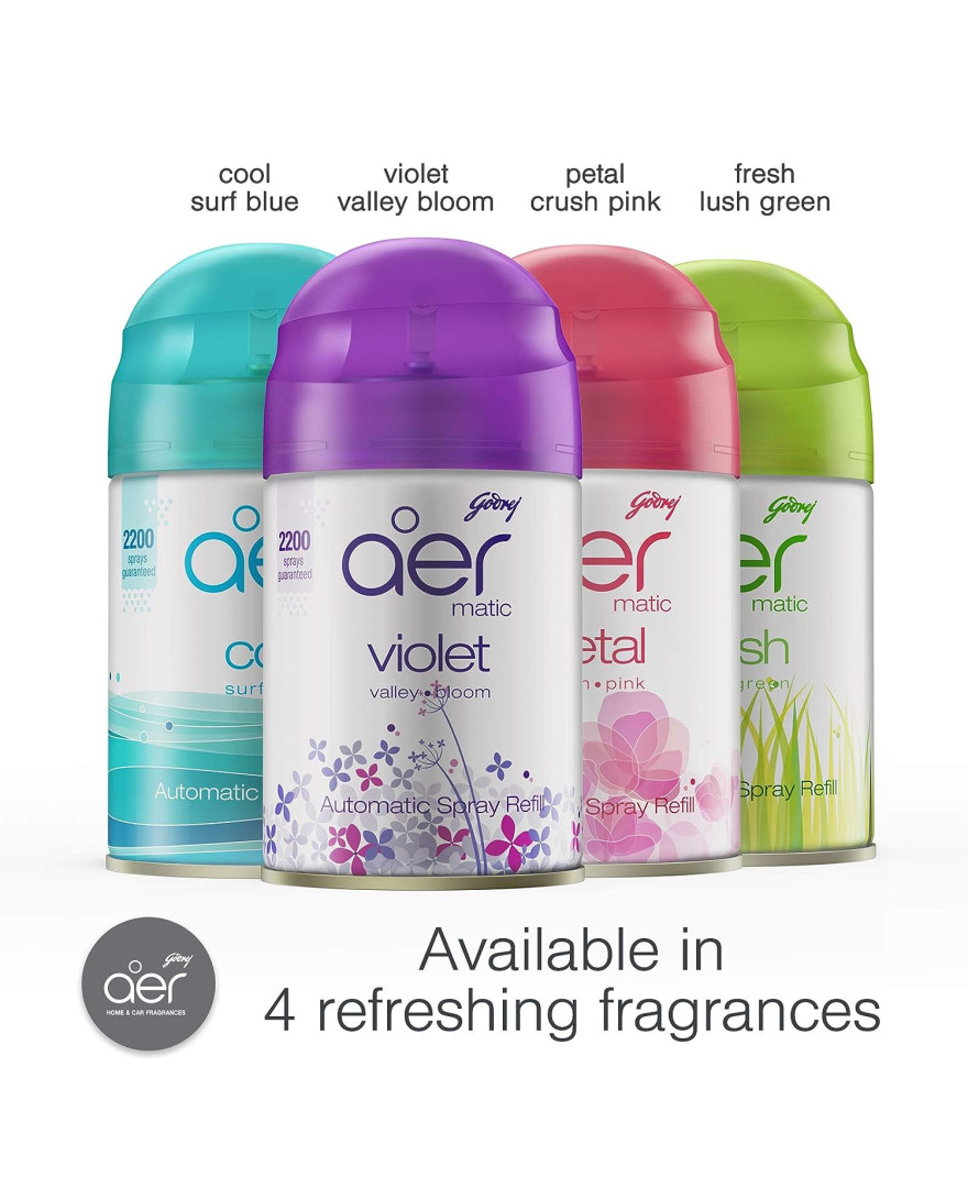 Godrej aer matic, Automatic Air Freshener Refill Pack - FRESH LUSH GREEN (225 ml)