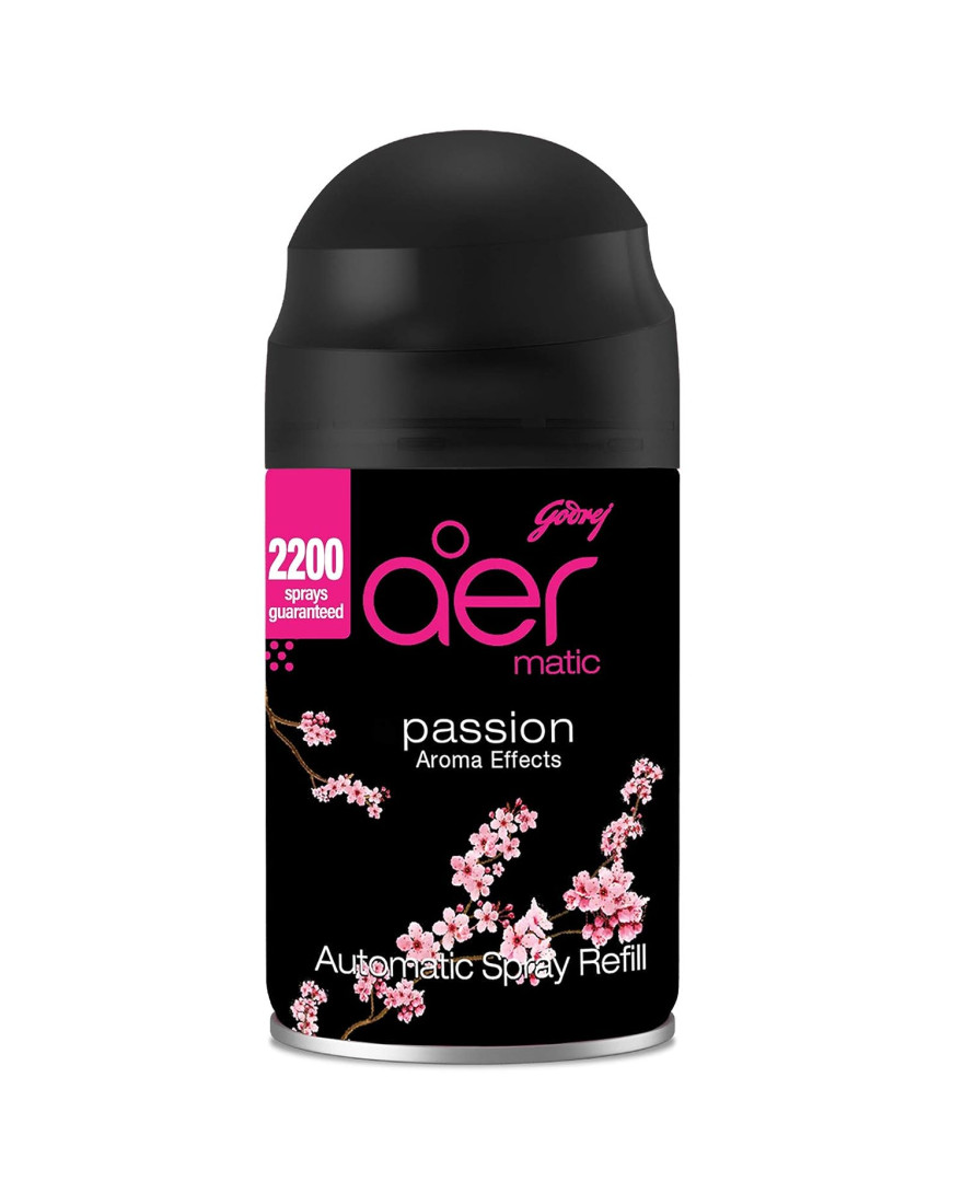 Godrej aer Matic Refill - Automatic Room Fresheners | Passion | 2200 Sprays Guaranteed | Lasts up to 60 days (225ml)