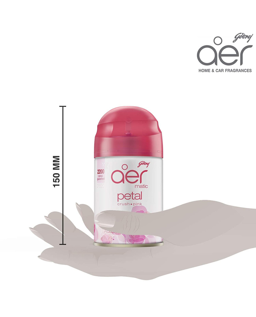 Godrej aer Matic Refill | Automatic Room Fresheners | Petal Crush Pink | 2200 Sprays Guaranteed | Lasts up to 60 days | 225ml