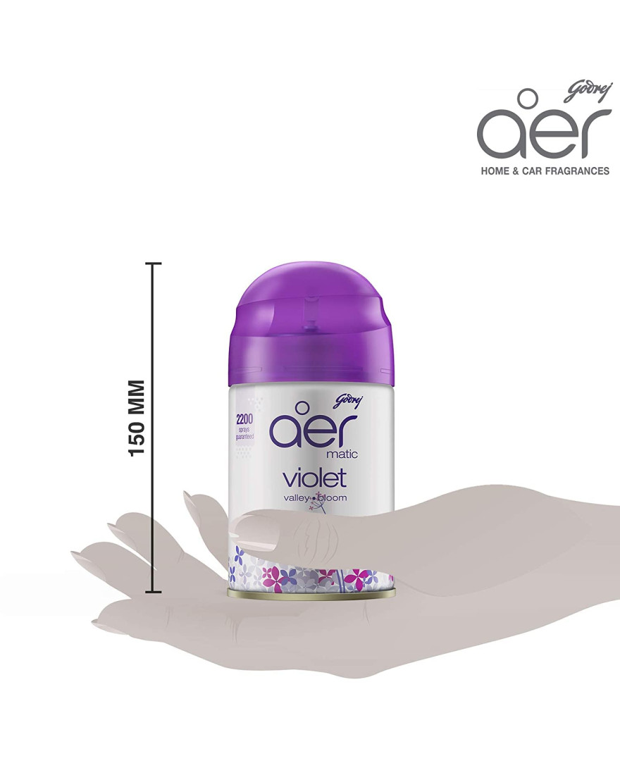 Godrej aer Matic Refill | Automatic Room Fresheners | Violet Valley Bloom | 2200 Sprays Guaranteed | Lasts up to 60 days | 225ml