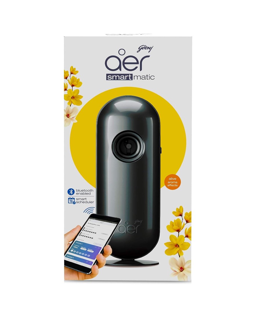 Godrej aer Smart Matic Kit (Machine + 1 Refill) - BLUETOOTH ENABLED - Automatic Room Fresheners | Alive | 2200 Sprays Guaranteed | Lasts up to 60 days (225ml)