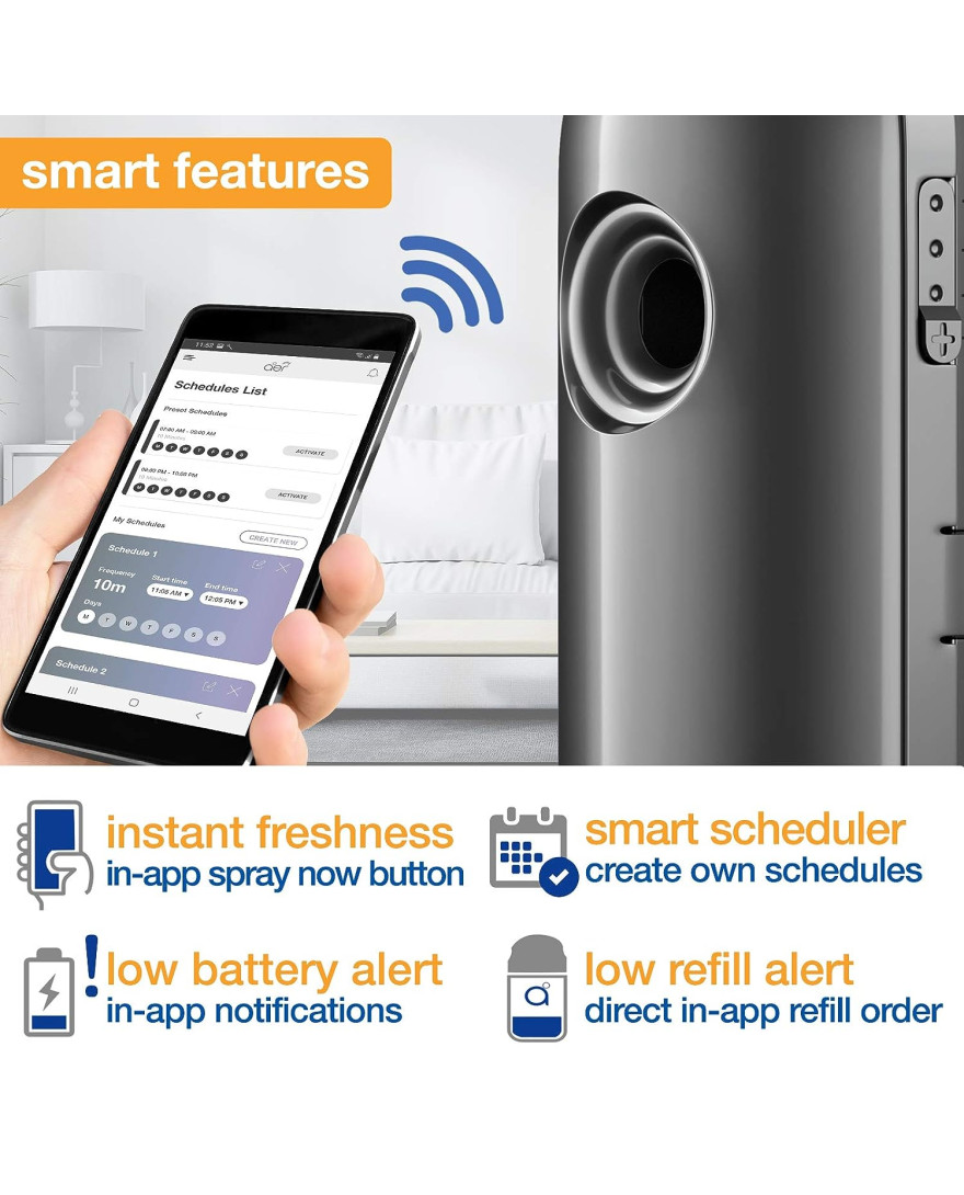 Godrej aer Smart Matic Kit (Machine + 1 Refill) - BLUETOOTH ENABLED - Automatic Room Fresheners | Alive | 2200 Sprays Guaranteed | Lasts up to 60 days (225ml)