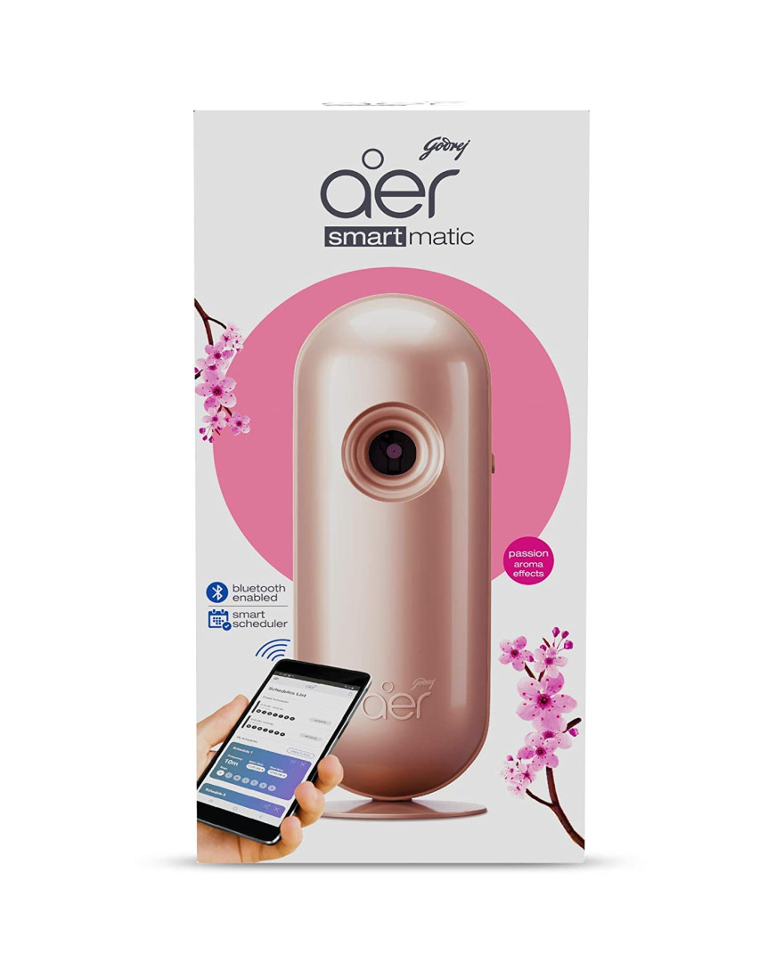 Godrej aer Smart Matic Kit (Machine + 1 Refill) - BLUETOOTH ENABLED - Automatic Room Fresheners | Passion | 2200 Sprays Guaranteed | Lasts up to 60 days (225ml)