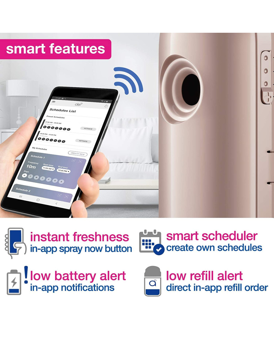 Godrej aer Smart Matic Kit (Machine + 1 Refill) - BLUETOOTH ENABLED - Automatic Room Fresheners | Passion | 2200 Sprays Guaranteed | Lasts up to 60 days (225ml)