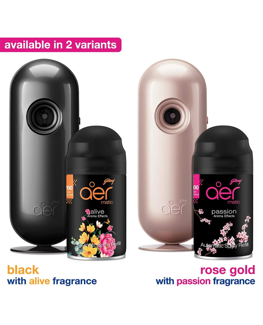 Godrej aer Smart Matic Kit | Machine + 1 Refill | BLUETOOTH ENABLED | Automatic Room Fresheners | Passion | 2200 Sprays Guaranteed | Lasts up to 60 days | 225ml