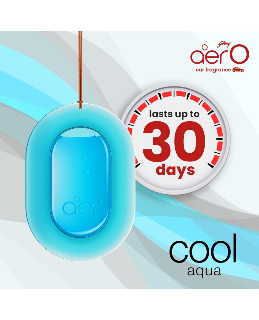 Godrej aer O Hanging Car Air Freshener Gel | Car Accessories | Cool Aqua | 7.5G