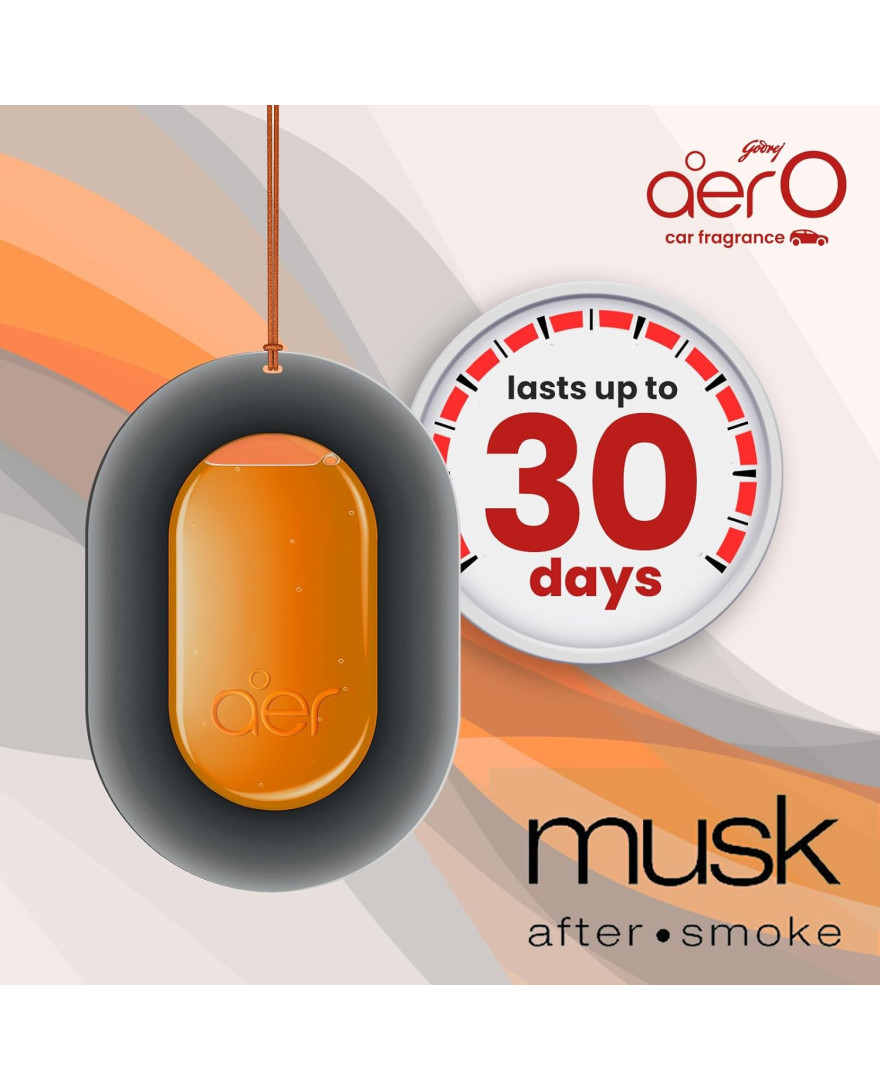 Godrej aer O Hanging Car Air Freshener Gel | Car Accessories | Musk After Smoke | 7.5G