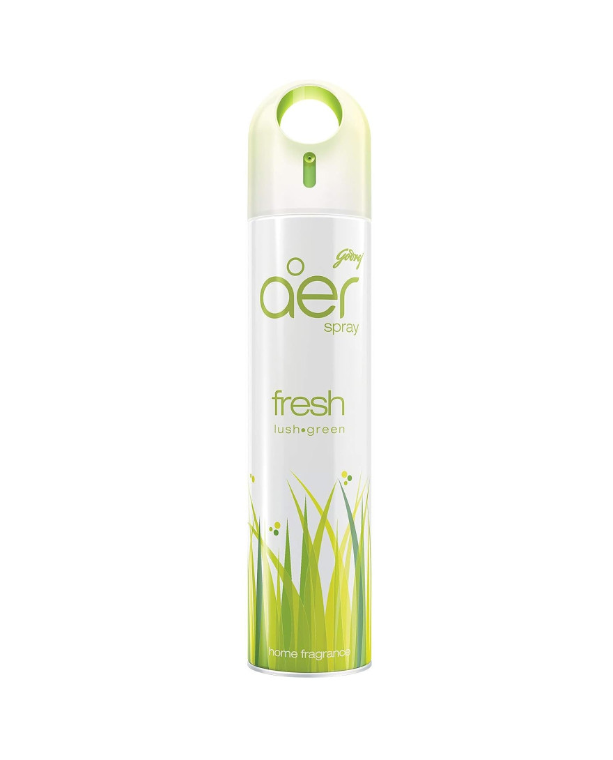 Godrej aer Spray | Room Freshener for Home & Office - Fresh Lush Green (220 ml) | Long-Lasting Fragrance