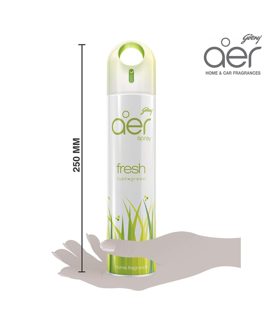 Godrej aer Spray | Room Freshener for Home & Office - Fresh Lush Green (220 ml) | Long-Lasting Fragrance