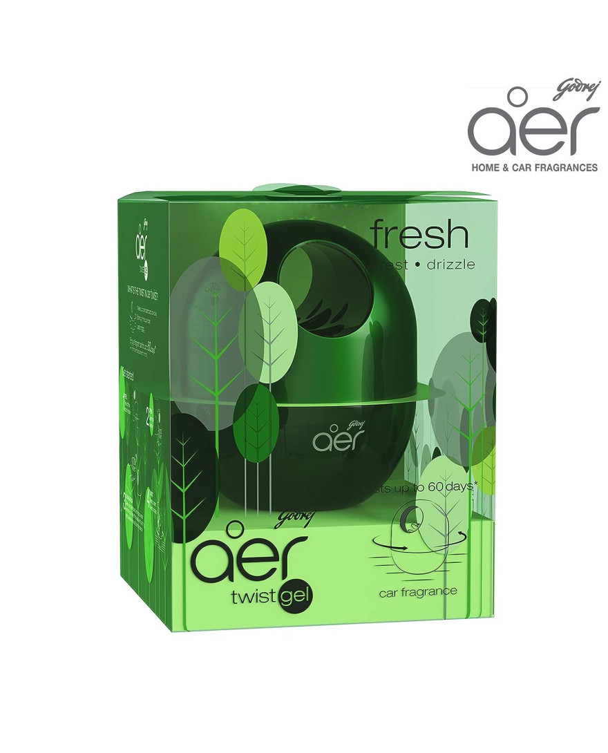 Godrej aer twist | Long-lasting, Spill-proof Car Freshener | FOREST GREEN (45g)