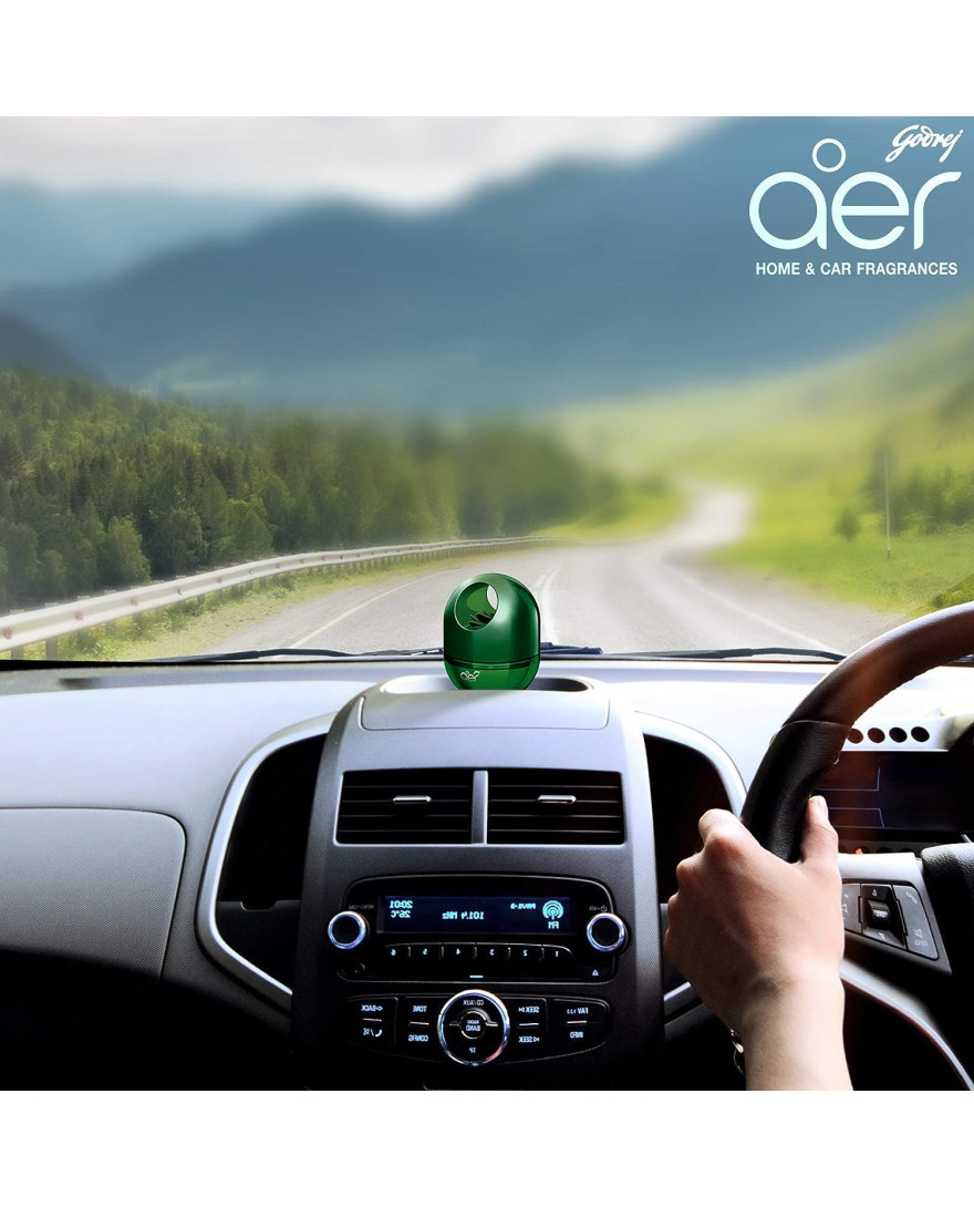 Godrej aer twist | Long lasting, Spill proof Car Freshener | FOREST GREEN | 45g