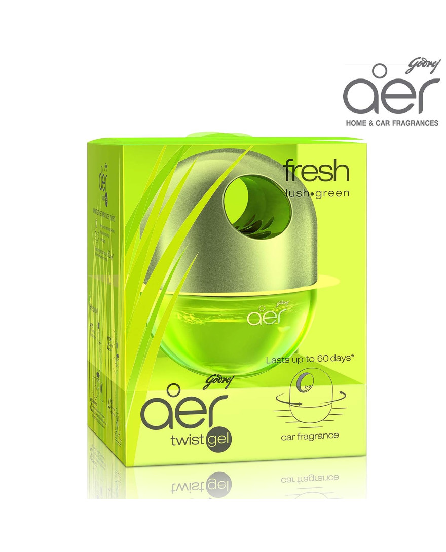 Godrej aer twist | Long-lasting, Spill-proof Car Freshener | FRESH GREEN (45g)