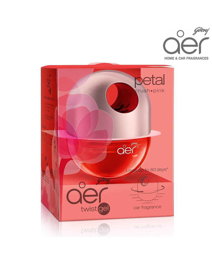 Godrej aer twist | Long-lasting, Spill-proof Car Freshener | PETAL CRUSH PINK (45g)