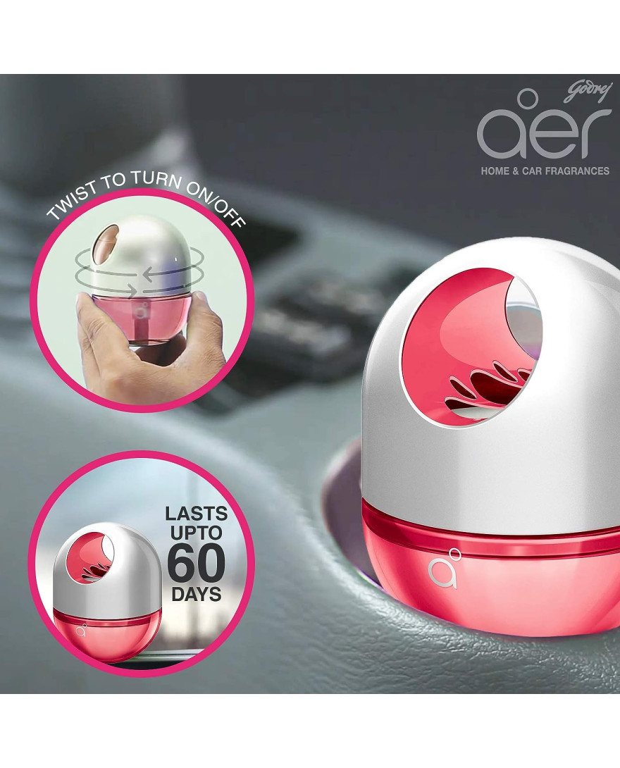 Godrej aer twist | Long lasting, Spill proof Car Freshener | PETAL CRUSH PINK | 45g