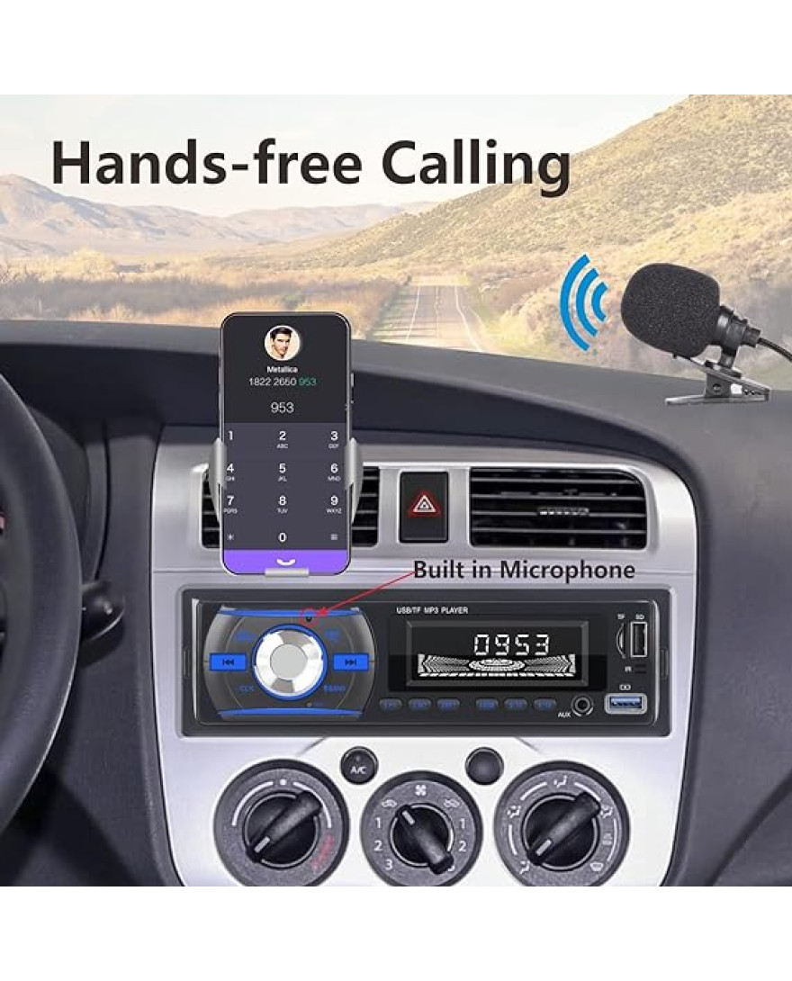 Audio Wheels Car Radio Bluetooth Single DIN Car Stereo Audio, MP3 Player Car Stereo 1 DIN with Bluetooth Handsfree/FM/Dual USB/TF/AUX/EQ/Quick Charge, with Wireless Remote Control | S 920