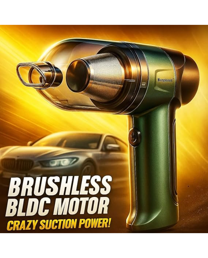 Bergmann Windsor PRO Cordless 2in1 Vacuum Cleaner And Blower | 100% Copper BLDC Brushless Motor | 2 Levels of Suction | Washable Stainless Steel HEPA Filter | 6 Attachments | Green