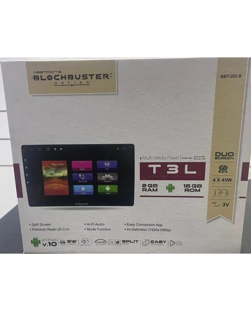 Blockbuster BBT 202 b ANDROIDV.10 Car Multimedia Player | T3L MULTI TASKING PROSSER | 2GB RAM/16GB ROM | SPLITSCREEN