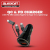 Blackcat BRAIDED 20AWG USB PD Type C To USB C FAST CHARGER 3A+ Charging Cable 1m BLACK