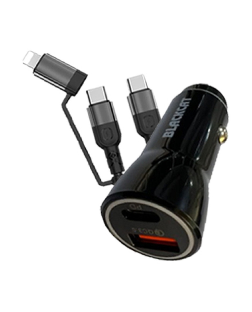 Blackcat BRAIDED 20AWG USB PD Type C To USB C FAST CHARGER 3A+ Charging Cable 1m BLACK