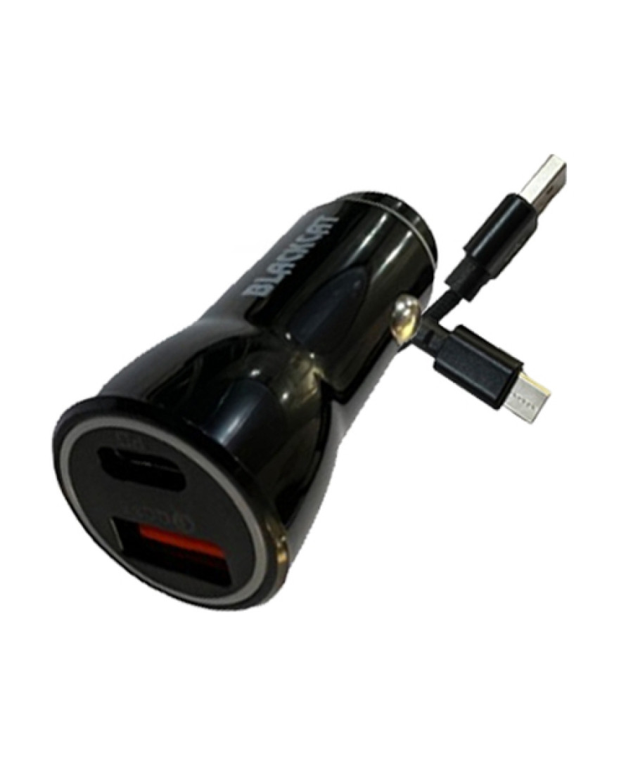 Blackcat BRAIDED 20AWG USB PD Type C To USB C FAST CHARGER 3A+ Charging Cable 1m BLACK