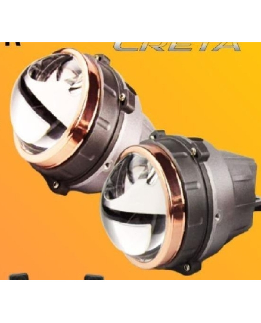 Aozoom Bi Xenon Fog Lamp Projector Module With DRL For Hyundai Creta | Power Low Beam 30W,High Beam 46W | OE Finish