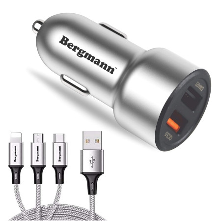 Bergmann CarGenius XXF-3 Car Charger QC3.0 with 3 in 1 USB Cable