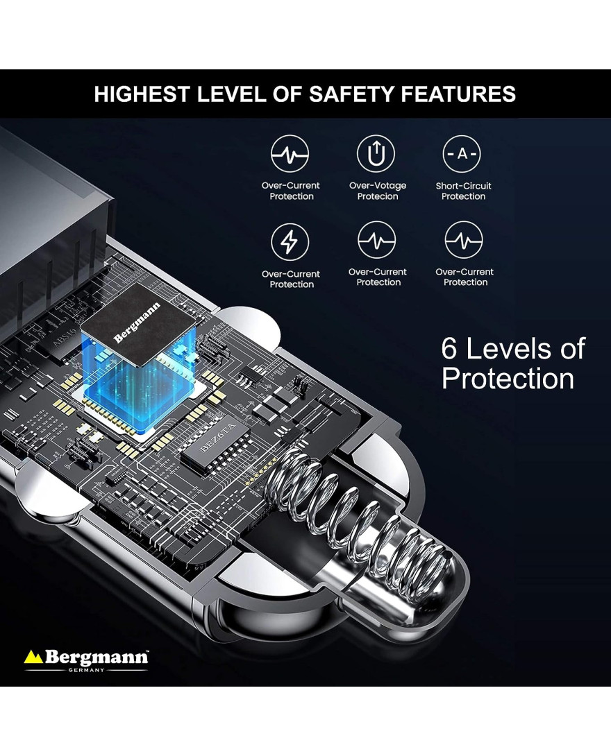 Bergmann CarGenius XXF-3 Car Charger QC3.0 with 3 in 1 USB Cable