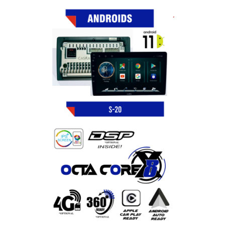 CASKA S20 With Android 11 | 4+64GB | WiFi5 2.4G &5G| Car Radio Player with Carplay Android Auto 9/10inch Car Multimedia Player | 360 Compartible | DSP | OCTA CORE | 4G Ready QUALCOMM
