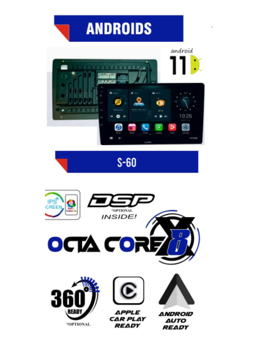 CASKA S60 With Android 11 | 4+64GB | WiFi5 2.4G &5G| Car Radio Player with Carplay Android Auto 9/10inch Car Multimedia Player